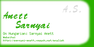 anett sarnyai business card